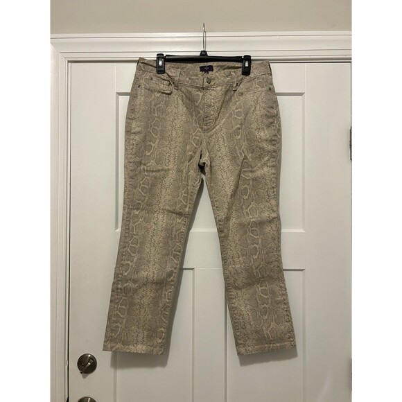 NYDJ Not Your Daughters Jeans STONE PYTHON PRINT Skinny Sheri Size 12 Petite - Picture 1 of 6